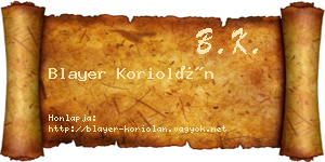 Blayer Koriolán névjegykártya